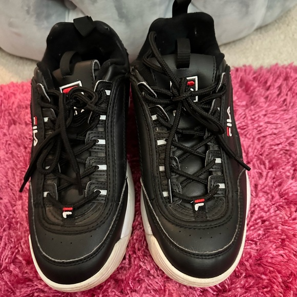 Fila Women's Disruptor Ii Premium Shoes Black/White/Red size   6,5 - Picture 3 of 8